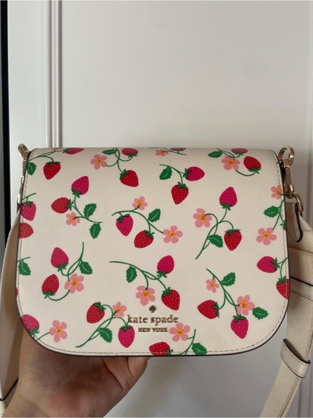 kate spade Cream Strawberry Print Crossbody Bag